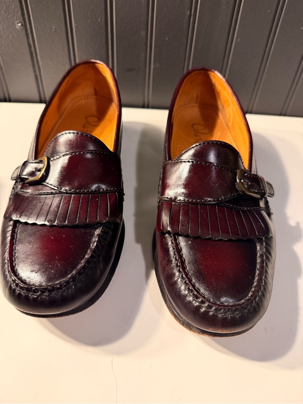 Cole Haan men's burgundy leather kiltie buckle monk strap loafers 9.5d - Picture 2 of 16